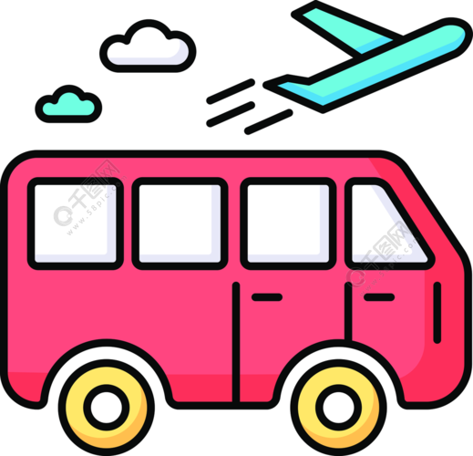 旅行是指rgb颜色图标旅行的交通工具类型旅游公共交通站乘坐巴士飞机